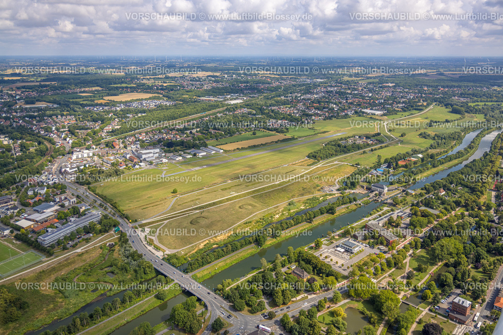 Hamm250700599Mitte | Luftbild, Baustelle am Wehr in den Lippeauen, Flugplatz Lippewiesen, Stadtbezirk Heessen, Hamm, Ruhrgebiet, Nordrhein-Westfalen, Deutschland