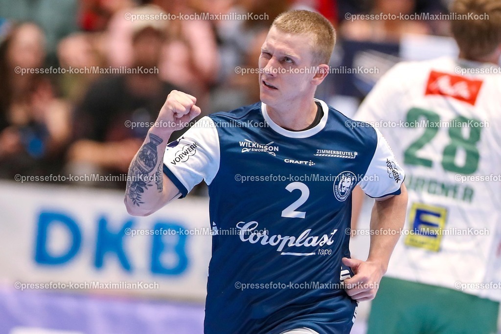 BHC13092501049 | 13.09.2025, Handball, HBL, Bergischer HC - TSV GWD Minden, Unihalle Wuppertal: Noah Beyer (BHC #02) Torjubel 