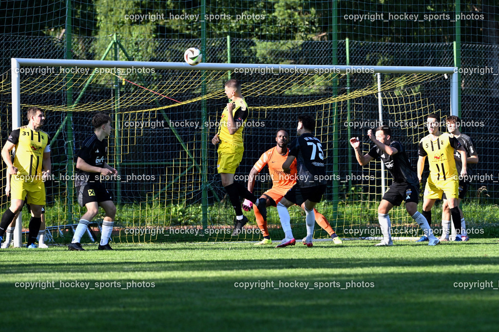 SV Arnoldstein vs. URC Thal Assling | #31 Roman Binter SV Arnoldstein, #14 Edis Sehic SV Arnoldstein, #99 Ayotunde Ezekiel Ikuepamitan Thal Assling, #75 Domenico Calcagnile Thal Assling, #5 Dino Benic SV Arnoldstein, SV Arnoldstein vs. URC Thal Assling, SV Arnoldstein vs. URC Thal Assling am 09.08.2025 in Arnoldstein (Waldparkstadion Arnoldstein), Austria, (Photo by Bernd Stefan)