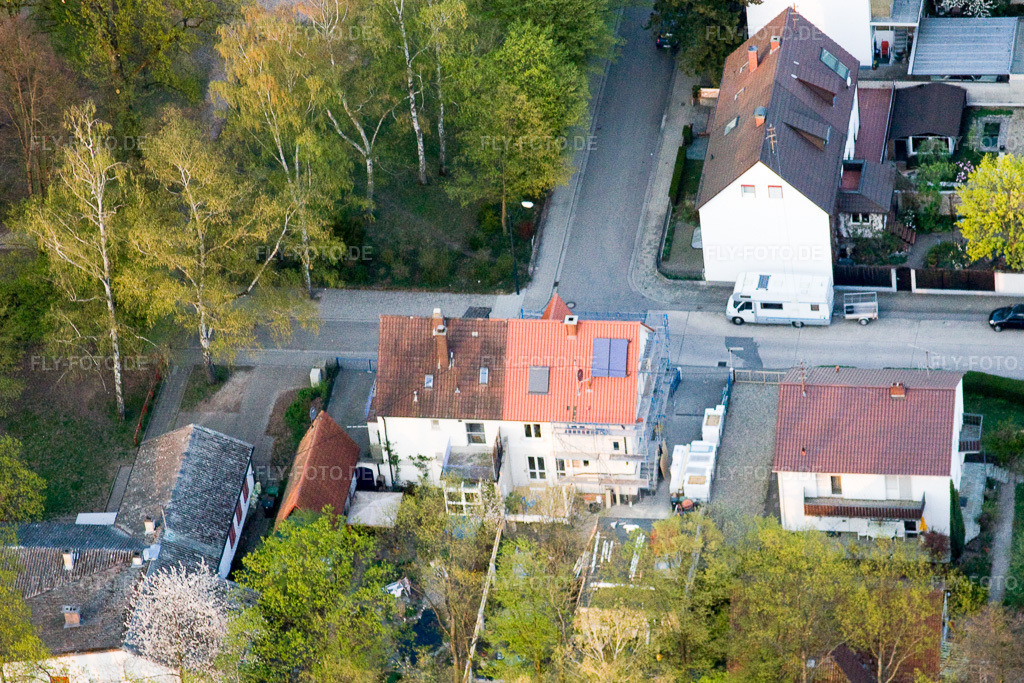 Luftbild: Elsässer Straße x Am Schwanenweier in Kandel im Bundesland Rheinland-Pfalz in Deutschland. Foto: IMG_17649.jpg vom 10.04.2009 durch Werner Riehm/FLY-FOTO.de