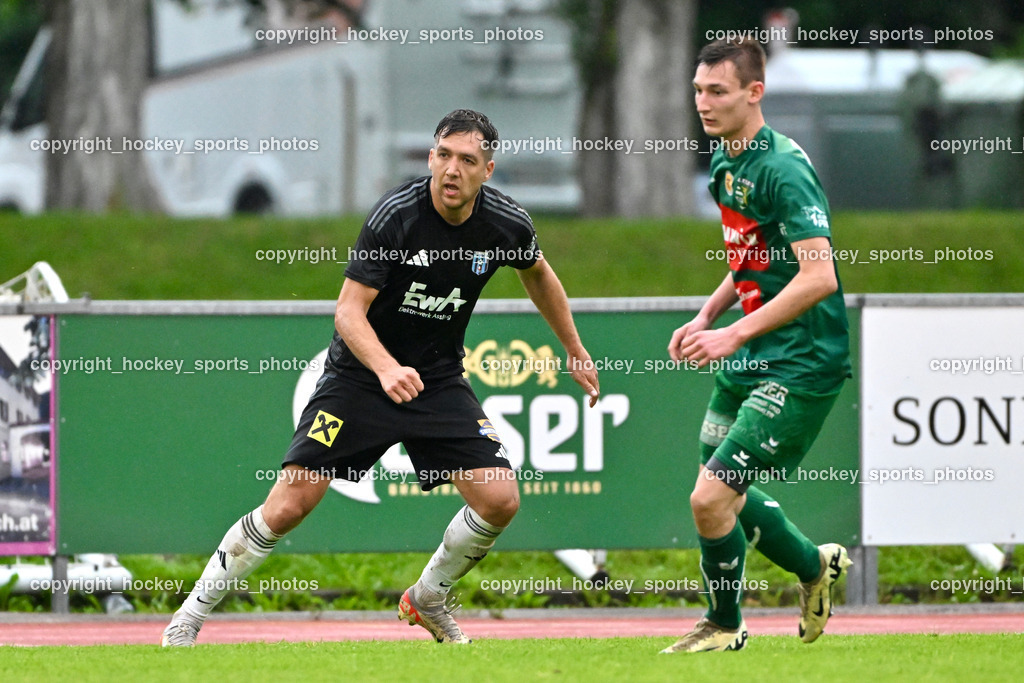 SV Rapid Lienz vs. URC Thal Assling | #8 Lukas Schrott Rapid Lienz, #8 Patrick Hainzer Thal Assling, SV Rapid Lienz vs. URC Thal Assling, SV Rapid Lienz vs. URC Thal Assling am 08.06.2024 in Lienz (Dolomiten Satadion), Austria, (Photo by Bernd Stefan)