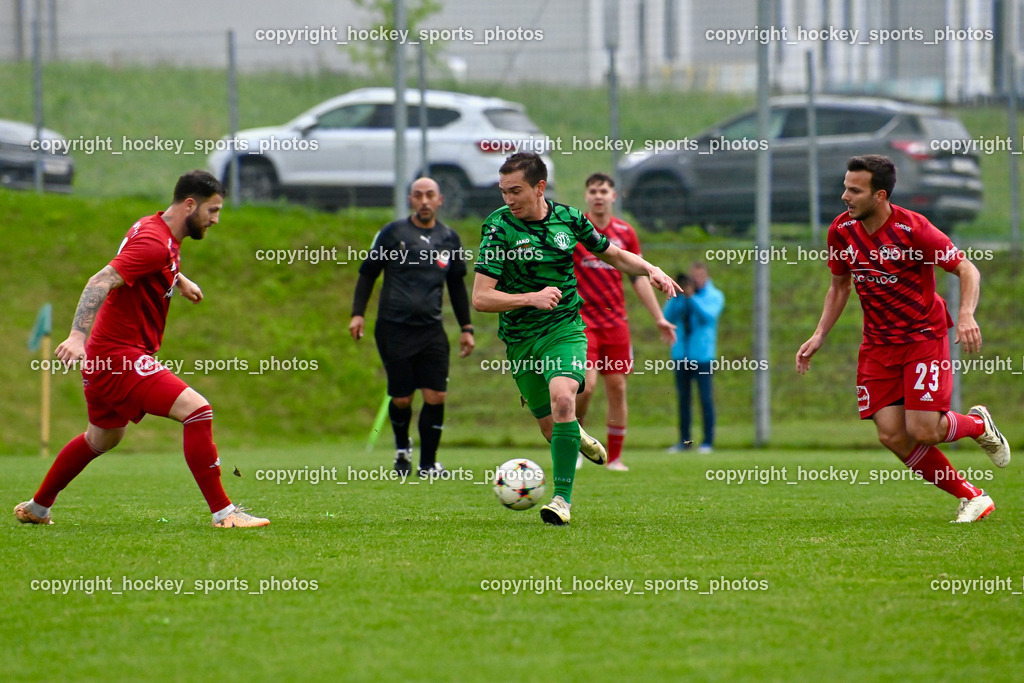 SC Landskron vs. SV St. Jakob  | #21 Admir Dzombic SV St. Jakob, #8 Philipp Gatti SC Landskron, #23 Christoph Omann SV St. Jakob, SC Landskron vs. SV St. Jakob , SC Landskron vs. SV St. Jakob  am 16.05.2024 in Villach (Sportpark Landskron), Austria, (Photo by Bernd Stefan)