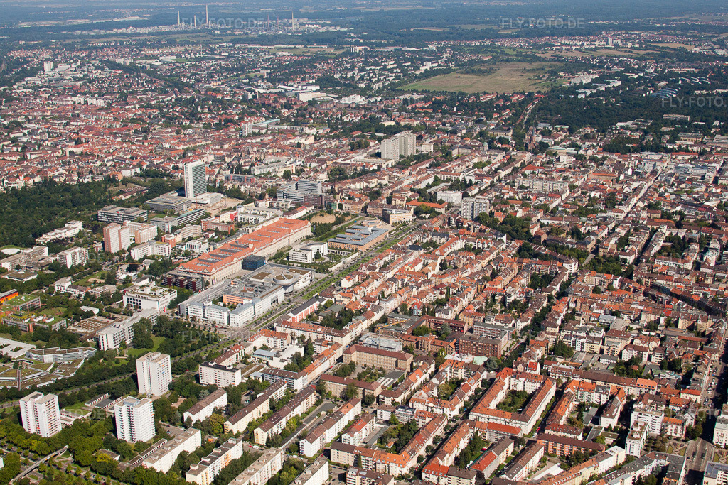 Luftbild: Brauerstr im Ortsteil Südweststadt in Karlsruhe im Bundesland Baden-Württemberg in Deutschland. Foto: IMG_31971.jpg vom 20.08.2010 durch Werner Riehm/FLY-FOTO.de