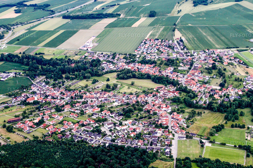 Luftbild: Ortsansicht in Scheibenhard im Bundesland Bas-Rhin in Frankreich. Foto: IMG_19043.jpg vom 20.06.2009 durch Werner Riehm/FLY-FOTO.de