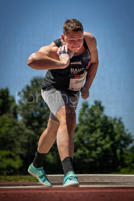 Juniorengala 2026; Mannheim, 13.06.2026 | MANNHEIM, GERMANY - JUNE 13, 2026 : Lenny Dittmar (GER/BIG Basketball in Gotha) competing in the men’s U20 shot put during the Juniorengala 2026 at Michael-Hoffmann-Stadion on June 13, 2026 in Mannheim, Germany.