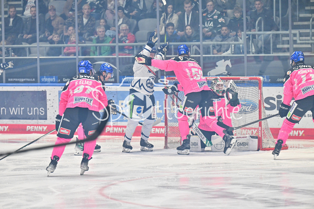 Augsburger Panther - Straubing Tigers | Der Puck liegt im tor, der Treffer zaehlt / Das 0-1 fuer Straubing / DEL: Augsburger Panther - Straubing Tigers, Curt Frenzel Stadiom am 20.10.2024