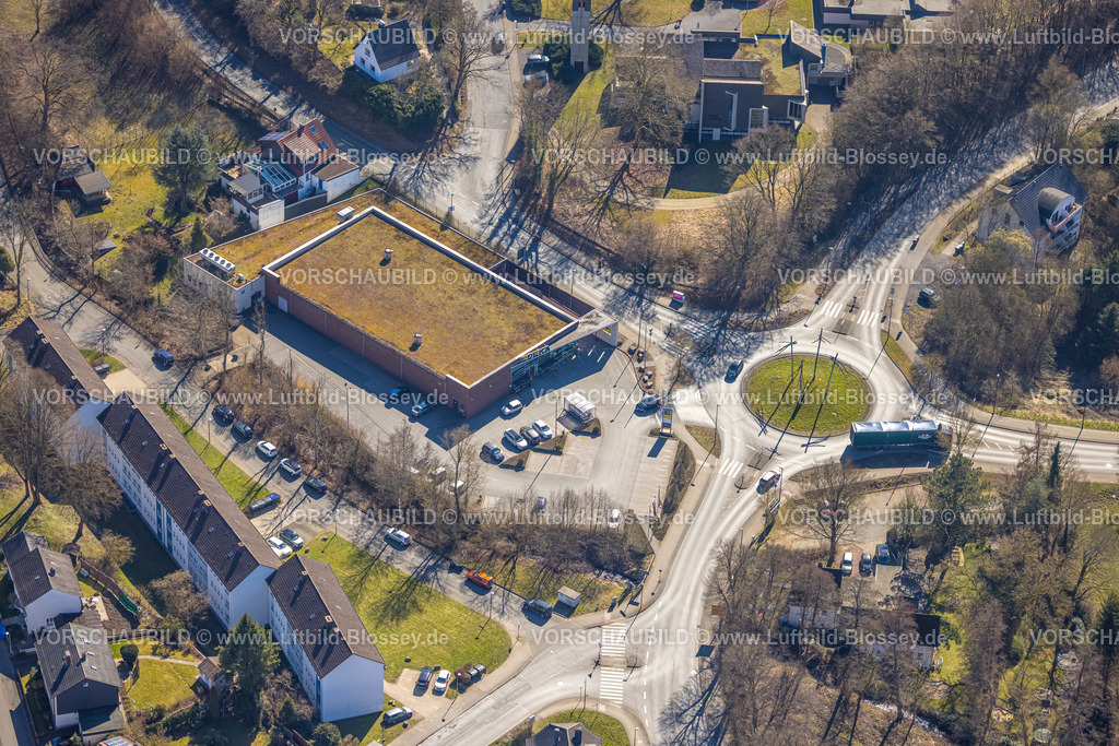 Arnsberg250305289 | Luftbild, Edeka Supermarkt, Teutenburg und Kreisverkehr, Arnsberg, Sauerland, Nordrhein-Westfalen, Deutschland