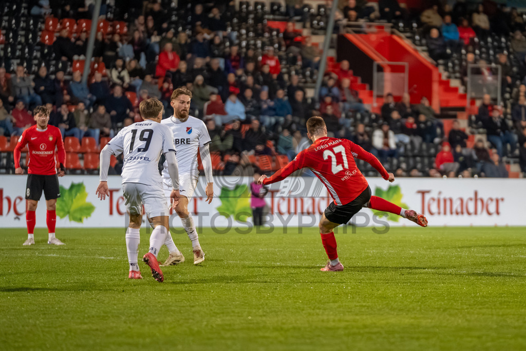 SG Sonnenhof Grossaspach vs. TSV Steinbach Haiger, Fussball, Regionalliga Suedwest, 25. Spieltag, 20.03.2026 | Torchance durch Loris Maier (SG Sonnenhof Großaspach, #27),SG Sonnenhof Grossaspach vs. TSV Steinbach Haiger, Fussball, Regionalliga Suedwest, 25. Spieltag, 20.03.2026Foto: photosbyphips/Philip Ziegler