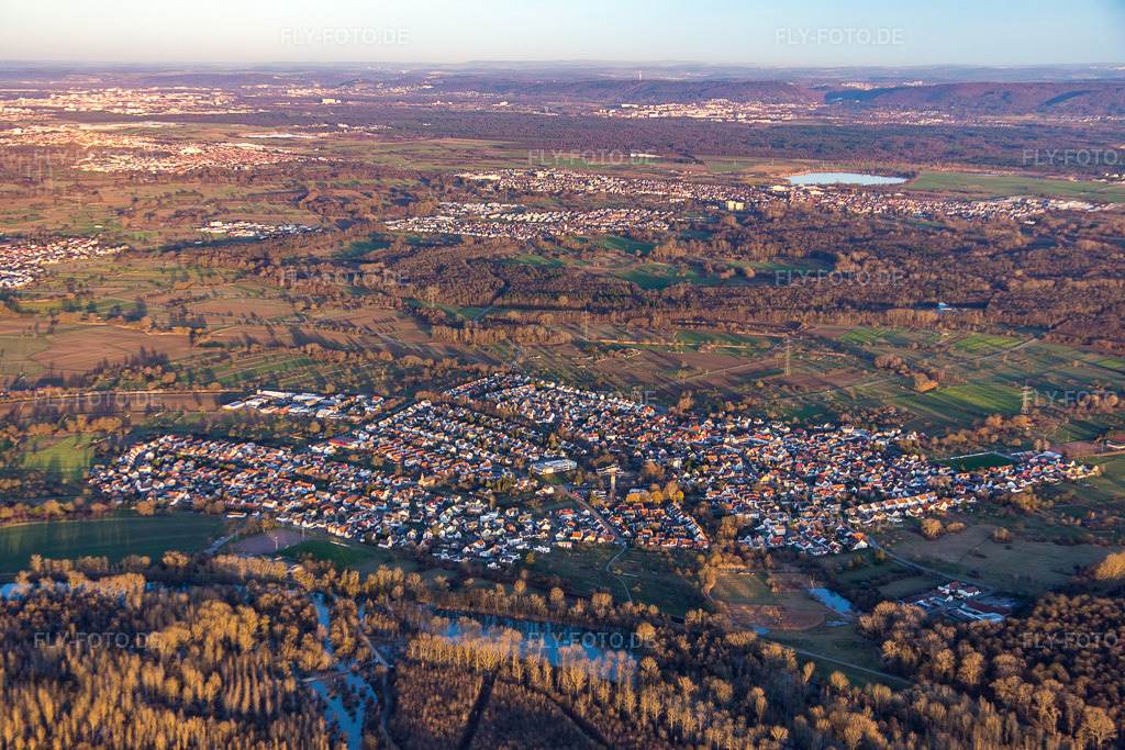 Luftbild: Ilingen im Ortsteil Illingen in Elchesheim-Illingen im Bundesland Baden-Württemberg in Deutschland. Foto: IMG_086042.jpg vom 06.02.2016 durch Werner Riehm/FLY-FOTO.de