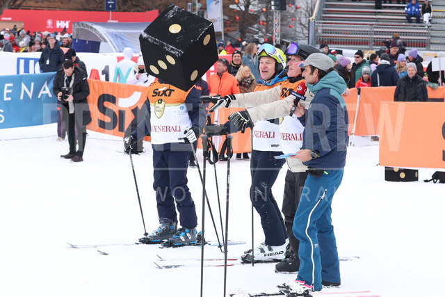 Audi FIS Ski World Cup: Men’s Slalom – Hahnenkamm Race, Kitzbuehel | Kitzbuehel, Austria, 25.Jan.26 - Alpine Skiing - FIS World Cup, Hahnenkamm Race, Slalom, men. The image shows Franz Klammer throws the die.