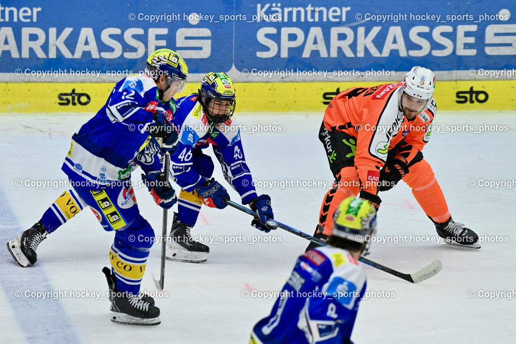 EC IDM WÄRMEPUMPEN VSV vs. MOSER MEDICAL GRAZ99ERS | #12 Brett Budgell EC VSV, #46 Paul Sintschnig EC VSV, #3 Frank Hora Graz 99ers, EC IDM WÄRMEPUMPEN VSV vs. MOSER MEDICAL GRAZ99ERS, EC IDM WÄRMEPUMPEN VSV vs. MOSER MEDICAL GRAZ99ERS am 17.03.2026 in Villach (Stadthalle Villach), Austria, (Photo by Bernd Stefan)