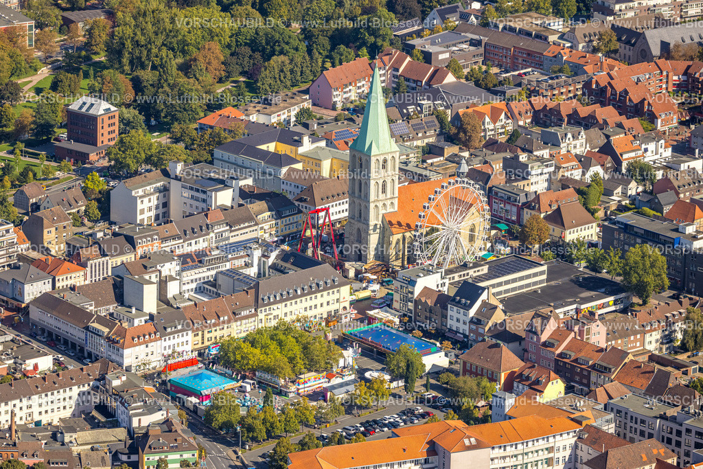 Hamm250901722 | Luftbild, evang. Pauluskirche und Stadtfest mit Riesenrad, Mitte, Hamm, Ruhrgebiet, Nordrhein-Westfalen, Deutschland