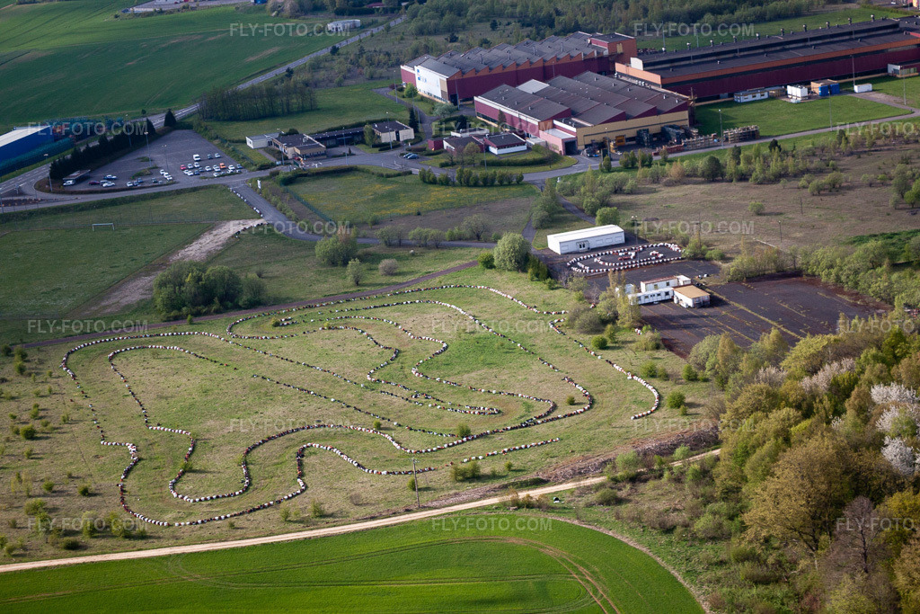 Aerial view: View of the town in Villers-la-Montagne in the state Meurthe et Moselle, France.Photo: IMG_39722.jpg taken on 04/16/2011 by Werner Riehm/FLY-FOTO.comResolution of the original: 4752 x 3168 px