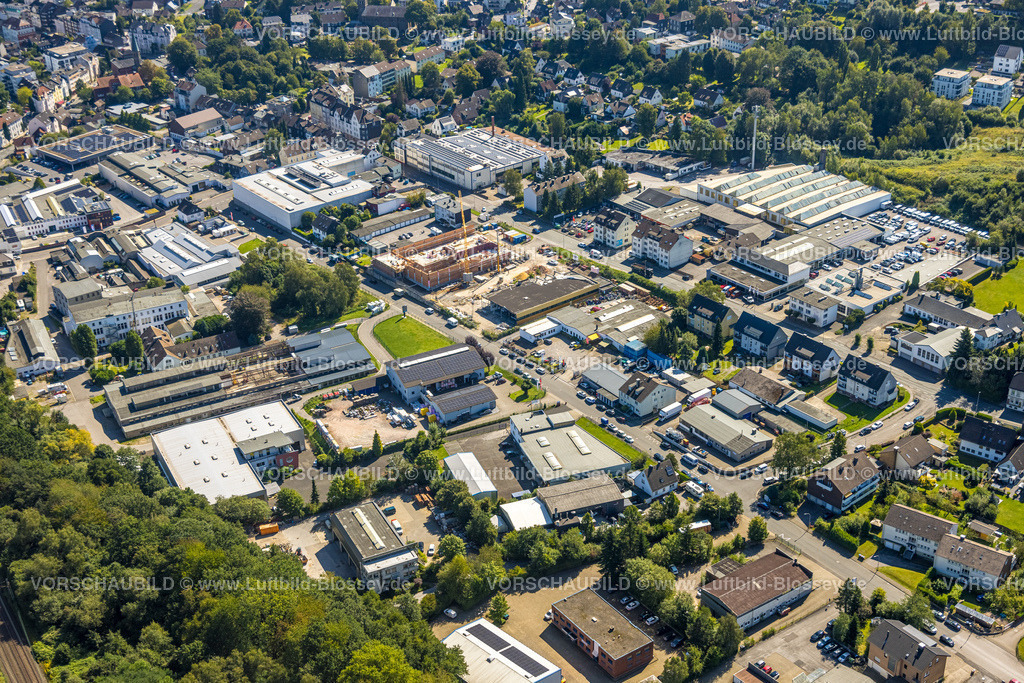 Gevelsberg240815320 | Luftbild, Gewerbegebiet und Baustelle mit Neubau Aldi Supermarkt an der Breitenfelder Straße, Gevelsberg, Ruhrgebiet, Nordrhein-Westfalen, Deutschland