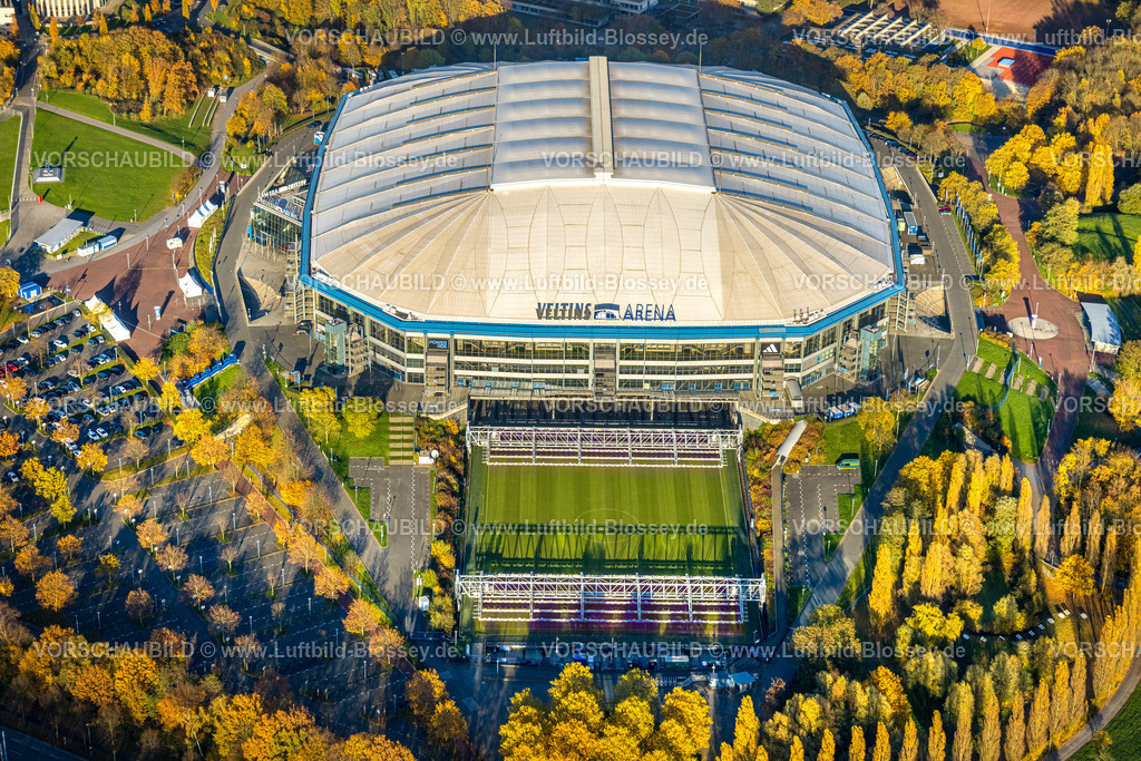 Gelsenkirchen251103434 | Luftbild, Veltins Arena, Bundesligastadion und Fußballstadion des FC Schalke 04, Berger Feld, Erle, Gelsenkirchen, Ruhrgebiet, Nordrhein-Westfalen, Deutschland