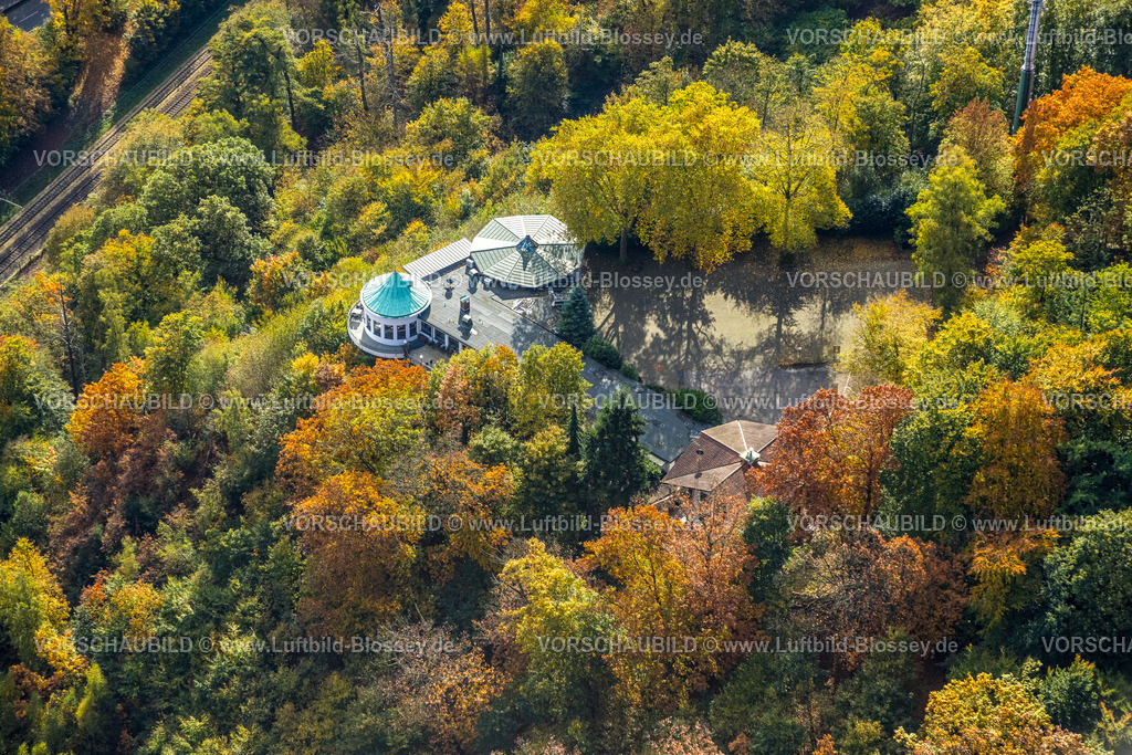 Essen251002651Sued | Luftbild, Villa Vue Restaurant und runder Erker im Herbstwald, Bredeney, Essen, Ruhrgebiet, Nordrhein-Westfalen, Deutschland