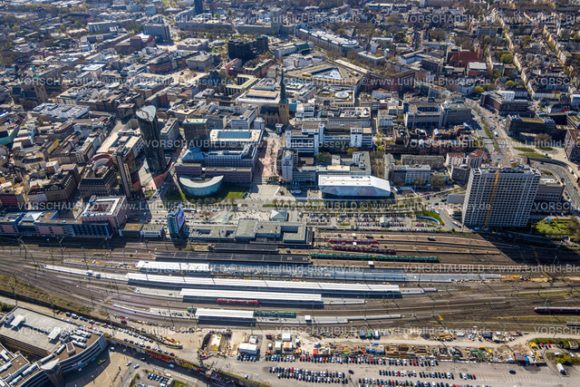 Dortmund220400584 | Luftbild, Baustelle am Dortmund Hauptbahnhof mit Blick auf die Innenstadt, City, Dortmund, Ruhrgebiet, Nordrhein-Westfalen, Deutschland