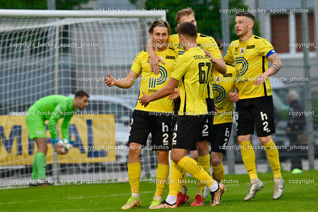 SAK vs. SV Allerheiligen 19.5.2023 | Jubel SV Allerheiligen Mannschaft, #14 Fabio Pistrich, #5 Luca Christian Puster, #20 Bostjan Bizjak, #67 Angelo Nenadic