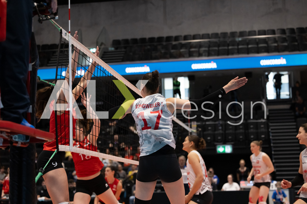 Georgia v Switzerland - CEV European League Women | KRIENS, SWITZERLAND - JUNE 12: JULIE LENGWEILER of Switzerland attack / spike during the CEV European League match between Georgia and Switzerland at Pilatus Arena on June 12, 2026 in Kriens, Switzerland. - Realisiert mit Pictrs.com