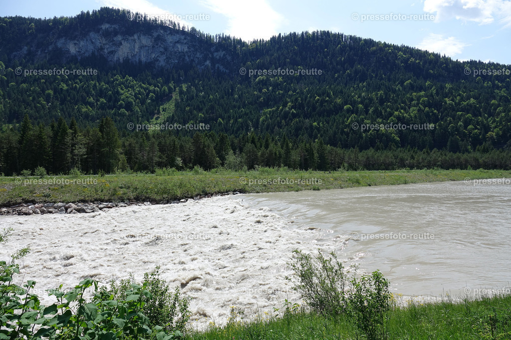 welltvi-Lech-bei-hoefen-Hochwasser-04062019-DSD01815 | Info aus dem Bezirk Reutte/Ausserfern Tirol sowie eine umfangreiche Bilddatenbank über die gesamte Region: Lechtal, Talkessel Reutte, Tannheimertal, Zwischentoren. Lech, Plansee, Zugspitze, Grenztunnel, B179, Fernpassstraße, Verkehr, Lawinen, Tradition, - Realisiert mit Pictrs.com