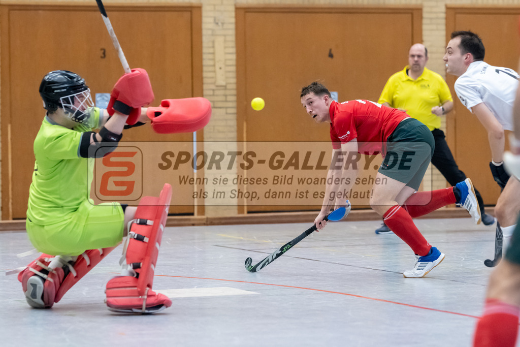 SFE_20230115_0080 | 1. Bundesliga Hockey Herren Schwarz-Weiss Neuss - Crefelder HTC am 15.01.2023 in  (Sporthalle Jahnerstrasse), Photo: Stephan Fehrmann 2022 (Sports-Gallery),Konstantin Hayner ( Schwarz-Weiss Neuss #63 )