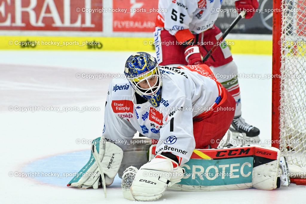 EC IDM Wärmepumpen VSV vs. HC Bozen 19.9.2023 | #1 Svedberg Niklas, win2day icehockeyleague, EC IDM Wärmepumpen - HC Bozen  am 19.09.2023 in Villach (Stadhalle Villach), Austria, (Photo by Bernd Stefan)