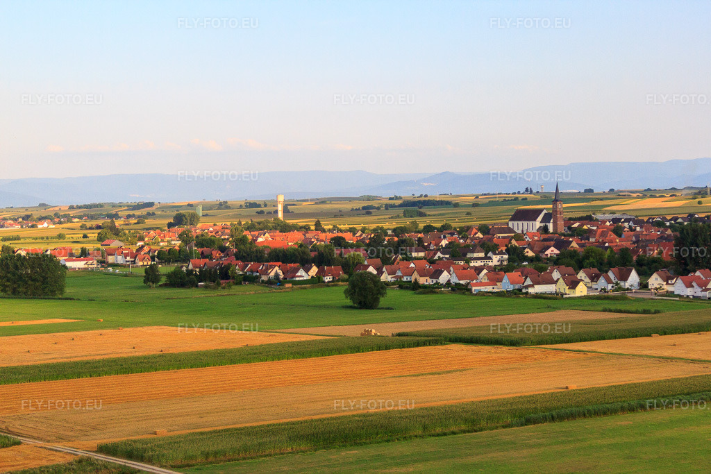 Vue aérienne: Rue de la Haute Vienne à Schleithal dans le département Bas Rhin, France – .Photo: IMG_59016.jpg prise le 04/08/2013 par Werner Riehm/FLY-FOTO.eu – Résolution de l'original: 4752 x 3168 px