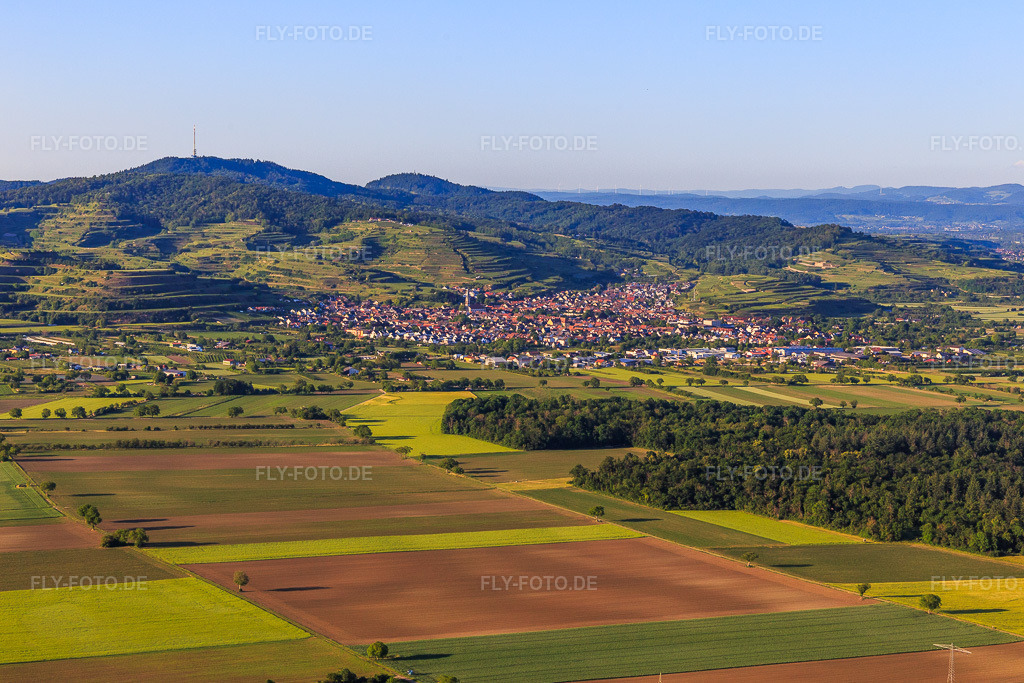 Luftbild: Winzerdorf am Kaiserstuhl aus Süden in Ihringen im Bundesland Baden-Württemberg in Deutschland. Foto: IMG_147815.jpg vom 30.05.2025 durch Werner Riehm/FLY-FOTO.de