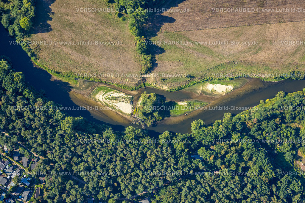 Olfen220805804LippeVogelsang | Luftbild, Fluss Lippe, Sandbank, NSG Lippeaue, Fluss- und Auenentwicklung der Lippe Vogelsang, Renaturierung, Stadtgrenze Olfen-Datteln, Olfen-Kirchspiel, Olfen, Ruhrgebiet, Nordrhein-Westfalen, Deutschland