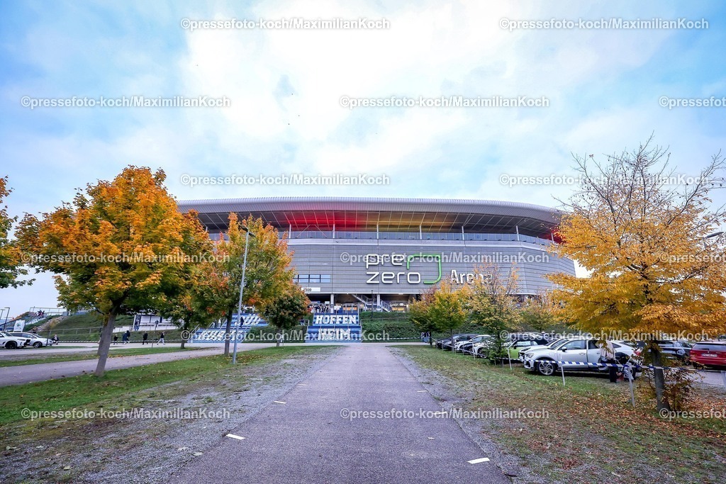 DFB10102501017 | 10.10.2025, Fußball, Länderspiel, Deutschland - Luxemburg, UEFA WM-Qualifikation, 2025/2026, Gruppe A, PreZero Arena in Sinsheim: Aussenansicht Spielstätte FußballstadionDFB regulations prohibit any use of photographs as image sequences and or quasi-video.