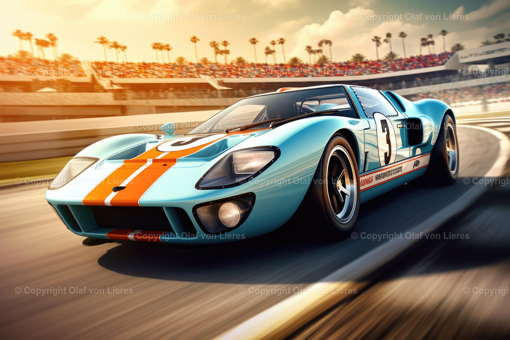 Wandbild Ford GT | Ford GT 1966 auf der Rennstrecke Artwork