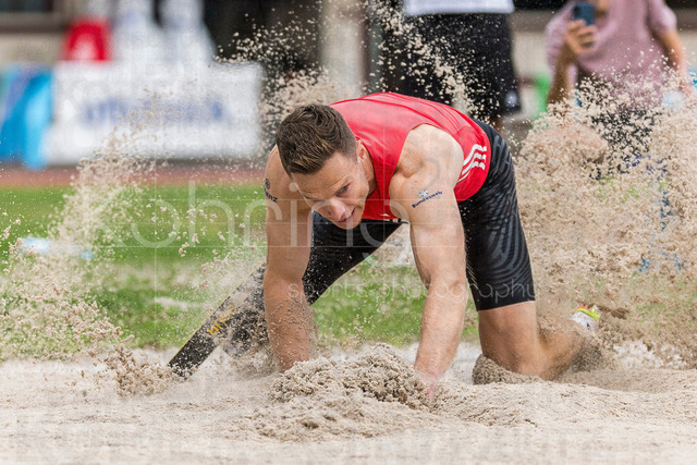 Para Heimspiel 7.0; Leverkusen, 18.07.2026 | LEVERKUSEN, GERMANY - JULY 18, 2026 : Markus Rehm (GER/TSV Bayer o4 Leverkusen) competes in the long jump during the Para Heimspiel 7.0 at Fritz Jacobi Sports Complex on July 18, 2026 in Leverkusen, Germany.