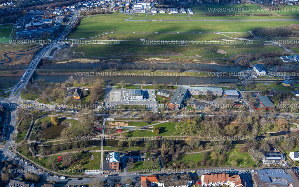 Hamm230215758 | Luftbild, Gymnasium Hammonense, Wassersportzentrum, Adenauerallee, Nordringpark, Mitte, Hamm, Ruhrgebiet, Nordrhein-Westfalen, Deutschland
