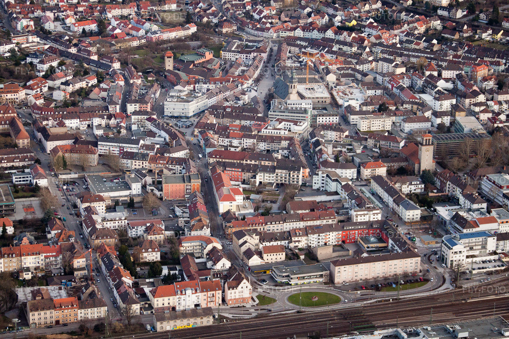Luftbild: Kaiserstr in Bruchsal im Bundesland Baden-Württemberg in Deutschland. Foto: IMG_24671.jpg vom 27.02.2010 durch Werner Riehm/FLY-FOTO.de