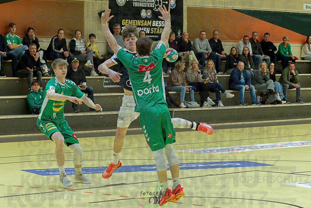 mJB Pokalrunde dt. Meisterschaft, TV Hüttenberg - TSV GWD Minden | mJB Pokalrunde dt. Meisterschaft, TV Hüttenberg - TSV GWD Minden am 15.03.2025 in Münchholzhausen (Sporthalle Münchholzhausen)Photo © 2025 - Jörg Heinrich - Realisiert mit Pictrs.com
