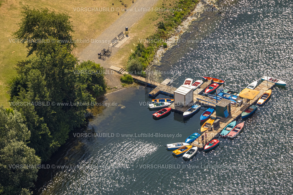 Duisburg230707346 | Luftbild, Anlegestelle und Bootsverleih von Tretbooten am Toeppersee, Rumeln-Kaldenhausen, Duisburg, Ruhrgebiet, Nordrhein-Westfalen, Deutschland