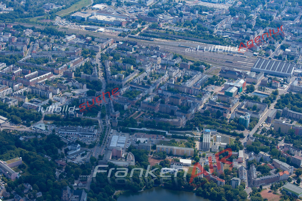 aktuelles Luftbild von  Chemnitz - Luftaufnahme wurde 2018 von https://frankenair.de mittels Flugzeug (keine Drohne) erstellt.