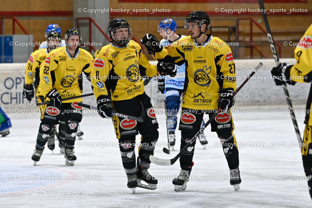 EC Spittal Hornets vs. ESC Steindorf 28.10.2023 | Jubel EC Spittal Hornets Mannschaft, #27 Moser Daniel, #11 Kucher Florian