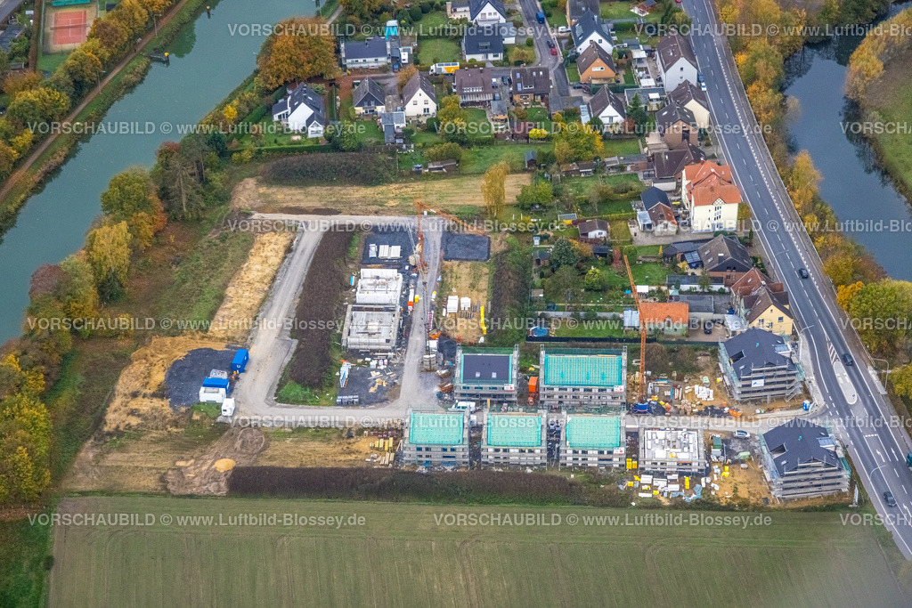 Hamm221011755 | Luftbild, Baustelle Neubaugebiet für Wohnhäuser Im Fuchswinkel an der Lippestraße / Friedrichsfeld zwischen Fluss Lippe und Datteln-Hamm-Kanal, Uentrop, Hamm, Ruhrgebiet, Nordrhein-Westfalen, Deutschland