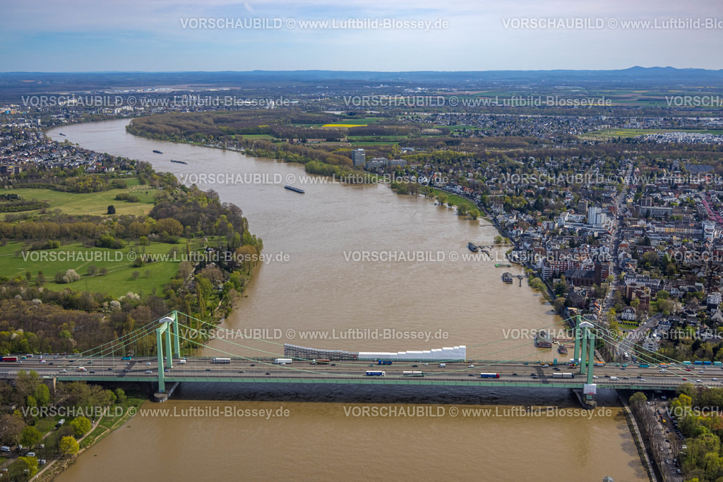 Koeln220403514 | Luftbild, Baustelle und möglicher Abriss der Rheinbrücke Köln-Rodenkirchen, Fluss Rhein, Köln, Rheinland, Nordrhein-Westfalen, Deutschland