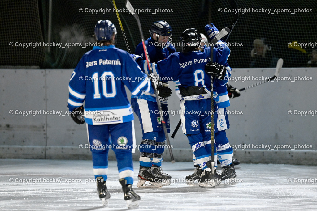 EC Tigers Paternion vs. EC Feld am See Ledenitzen | Jubel EC Tigers Paternion Mannschaft, #10 Ortner Philipp EC Tigers Paternion, #8 Wappis Christof EC Tigers Paternion, EC Tigers Paternion vs. EC Feld am See Ledenitzen, EC Tigers Paternion vs. EC Feld am See Ledenitzen am 19.01.2025 in Villach (Eisplatz Paternion), Austria, (Photo by Bernd Stefan)