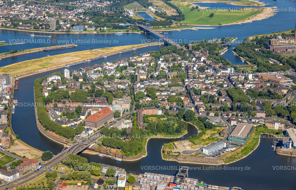 Duisburg230706384 | Luftbild, Tausendfensterhaus am Vinckekanal Ruhrort, Kohle-Ringhafen, Brücke Ruhrorter Straße, im Hintergrund die Friedrich-Ebert-Brücke über den Fluss Rhein, Ruhrort, Duisburg, Ruhrgebiet, Nordrhein-Westfalen, Deutschland