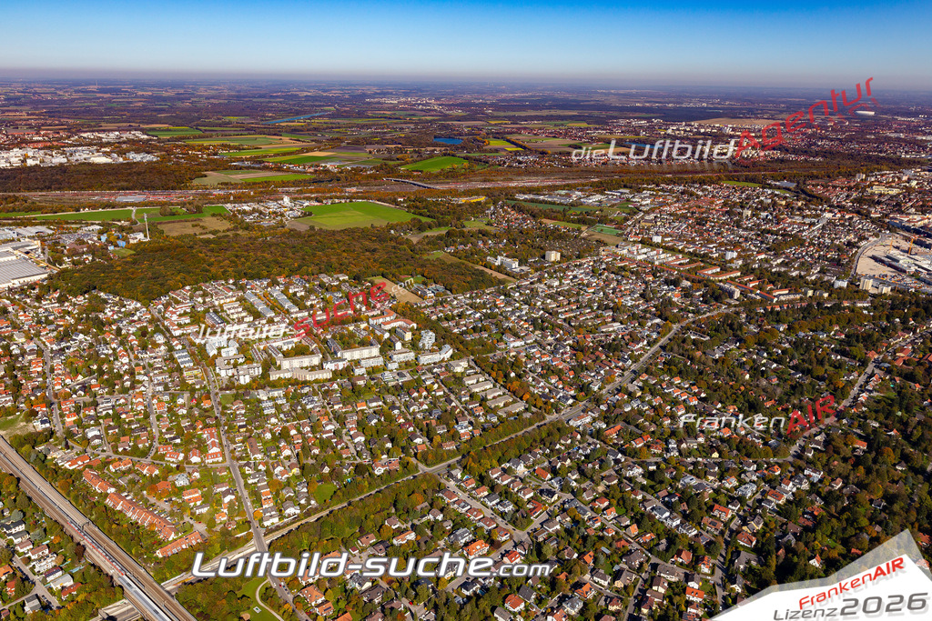 aktuelles Luftbild von Obermenzing Muenchen - Luftaufnahme wurde 2018 von https://frankenair.de mittels Flugzeug (keine Drohne) erstellt.