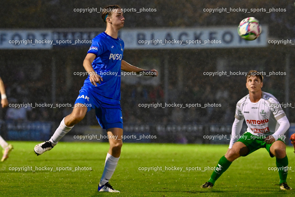 SAK vs. SV Donau  | #5 Jakob Geister SAK, #22 Luka Cerar SV Donau, SAK vs. SV Donau , SAK vs. SV Donau  am 27.09.2024 in Klagenfurt (Sportpark Welzenegg), Austria, (Photo by Bernd Stefan)