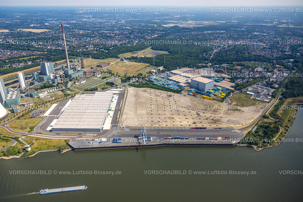Duisburg220702561-2 | Luftbild, logport VI, Baustelle mit Neubau Logistikunternehmen DSV Halle, Alt-Walsum, Duisburg, Ruhrgebiet, Nordrhein-Westfalen, Deutschland