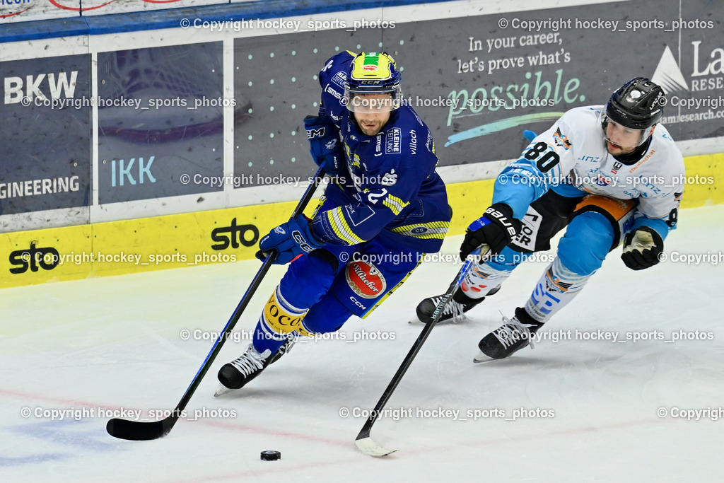 EC IDM WÄRMEPUMPEN VSV vs. Steinbach Black Wings Linz | #42 Alex Wall EC VSV, #80 Julian Pusnik Black Wings Linz, EC IDM WÄRMEPUMPEN VSV vs. Steinbach Black Wings Linz, EC IDM WÄRMEPUMPEN VSV vs. Steinbach Black Wings Linz am 28.11.2025 in Villach (Stadthalle Villach), Austria, (Photo by Bernd Stefan)