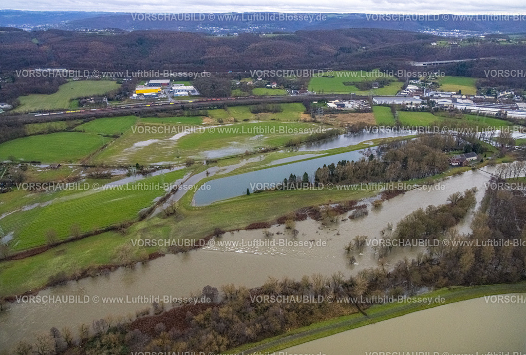 Wetter231201679Ruhr | Luftbild, Ruhrhochwasser, Weihnachtshochwasser 2023, starke Regenfälle,  , Wetter, Ruhrgebiet, Nordrhein-Westfalen, Deutschland