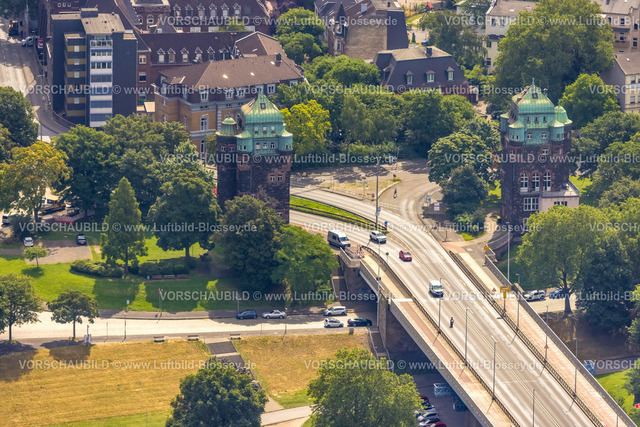 Duisburg230707226 | Luftbild, Friedrich-Ebert-Brücke und zwei Brückentürme, Alt-Homberg, Duisburg, Ruhrgebiet, Nordrhein-Westfalen, Deutschland