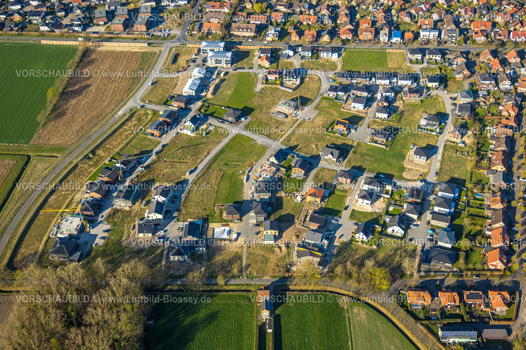 Olfen250405502 | Luftbild, Baugebiet Neubaugebiet Olfener Heide, Straßen mit Blumennamen, Wohngebiet Übersicht Olfen, Olfen-Stadt, Olfen, Münsterland, Nordrhein-Westfalen, Deutschland