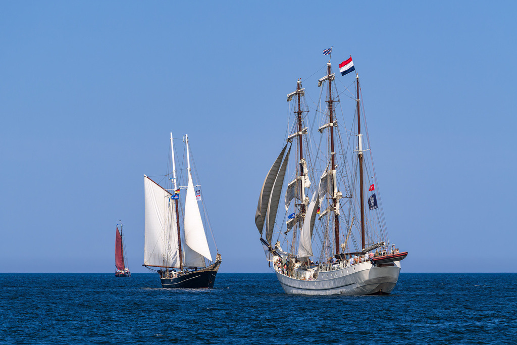 Segelschiffe auf der Ostsee während der Hanse Sail in Rostock | Segelschiffe auf der Ostsee während der Hanse Sail in Rostock.